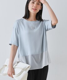 【洗える】裾シアー半袖トップス