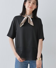 【洗える】裾シアー半袖トップス