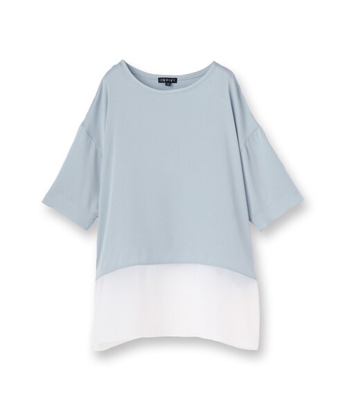INDIVI(インディヴィ)の「【洗える】裾シアー半袖トップス(Tシャツ/カットソー・レディース・ブラック/サックスブルー/ホワイト/ライトグレー・05/13/15 /34/38)」の5枚目の写真