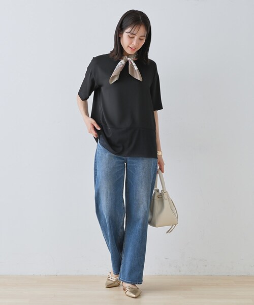 INDIVI(インディヴィ)の「【洗える】裾シアー半袖トップス(Tシャツ/カットソー・レディース・ブラック/サックスブルー/ホワイト/ライトグレー・05/13/15 /34/38)」の16枚目の写真