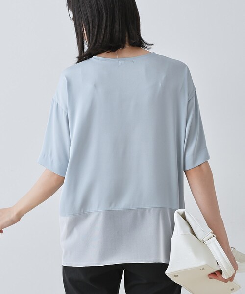 INDIVI(インディヴィ)の「【洗える】裾シアー半袖トップス(Tシャツ/カットソー・レディース・ブラック/サックスブルー/ホワイト/ライトグレー・05/13/15 /34/38)」の18枚目の写真