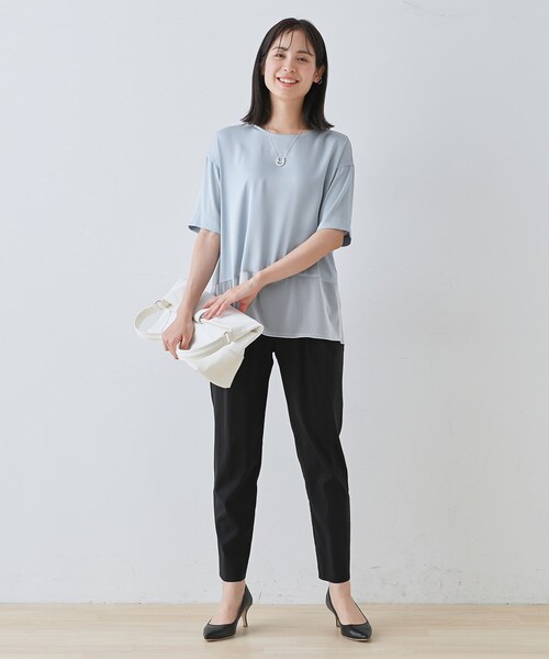 tシャツ 「洗える」裾シアー半袖トップス レディース INDIVI tシャツ 「洗える」裾シアー半袖トップス レディース