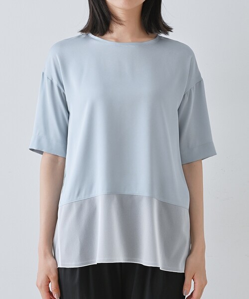 INDIVI(インディヴィ)の「【洗える】裾シアー半袖トップス(Tシャツ/カットソー・レディース・ブラック/サックスブルー/ホワイト/ライトグレー・05/13/15 /34/38)」の22枚目の写真