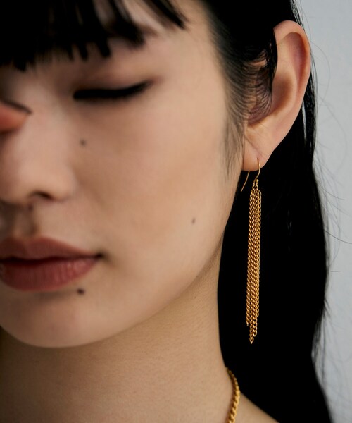 シルバー カーブチェーンフリンジピアス GP（ピアス（両耳用