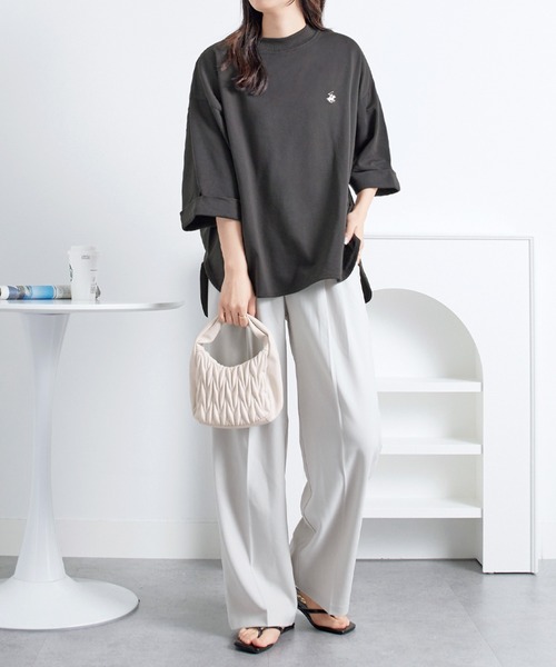 BEVERLY HILLS POLO CLUB(ビバリーヒルズポロクラブ)の「【ビバリーヒルズポロクラブ】ミニ裏毛ロールアップワイドTシャツ(Tシャツ/カットソー・レディース・オートミール/サックスブルー/ブラック・M/L)」の6枚目の写真