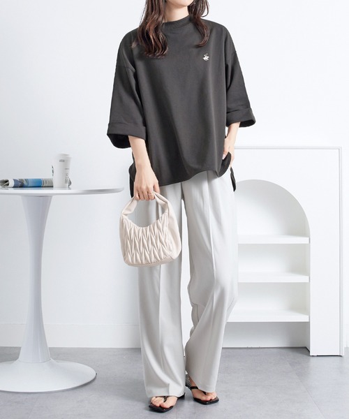 BEVERLY HILLS POLO CLUB(ビバリーヒルズポロクラブ)の「【ビバリーヒルズポロクラブ】ミニ裏毛ロールアップワイドTシャツ(Tシャツ/カットソー・レディース・オートミール/サックスブルー/ブラック・M/L)」の7枚目の写真