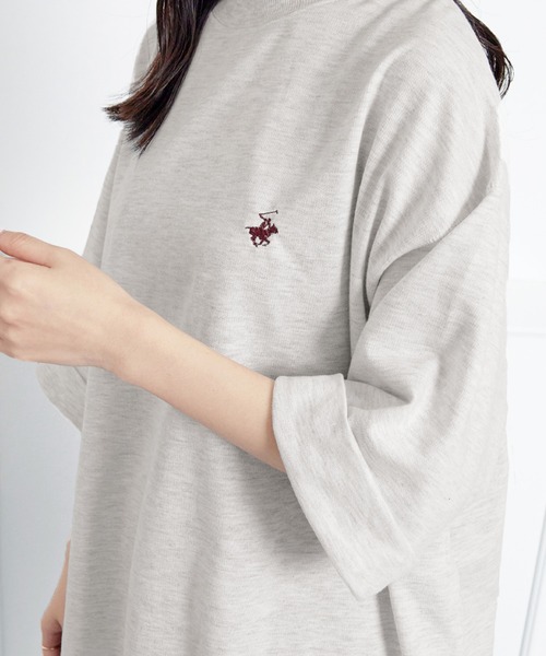 BEVERLY HILLS POLO CLUB(ビバリーヒルズポロクラブ)の「【ビバリーヒルズポロクラブ】ミニ裏毛ロールアップワイドTシャツ(Tシャツ/カットソー・レディース・オートミール/サックスブルー/ブラック・M/L)」の14枚目の写真