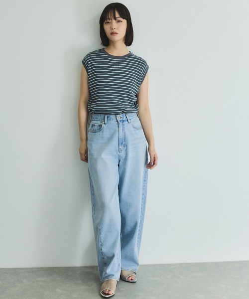 VICKY(ビッキー)の「マルチボーダーニットベスト≪手洗い可能≫(ニット/セーター・レディース・アイボリー/グレー系その他・M)」の5枚目の写真