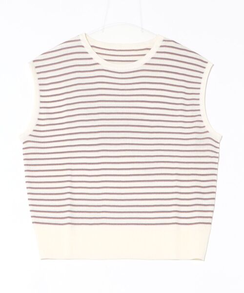 VICKY(ビッキー)の「マルチボーダーニットベスト≪手洗い可能≫(ニット/セーター・レディース・アイボリー/グレー系その他・M)」の12枚目の写真