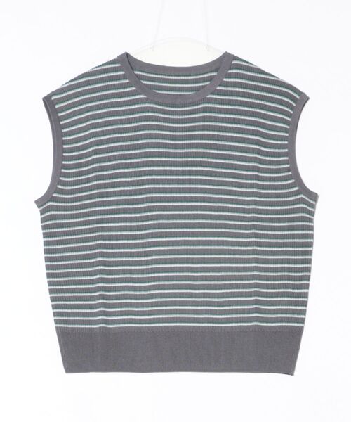 VICKY(ビッキー)の「マルチボーダーニットベスト≪手洗い可能≫(ニット/セーター・レディース・アイボリー/グレー系その他・M)」の13枚目の写真