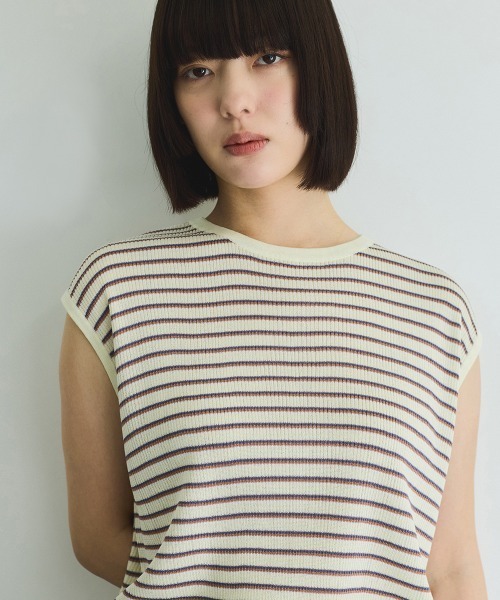 VICKY(ビッキー)の「マルチボーダーニットベスト≪手洗い可能≫(ニット/セーター・レディース・アイボリー/グレー系その他・M)」の19枚目の写真