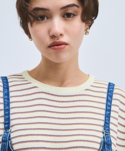 VICKY(ビッキー)の「マルチボーダーニットベスト≪手洗い可能≫(ニット/セーター・レディース・アイボリー/グレー系その他・M)」の18枚目の写真