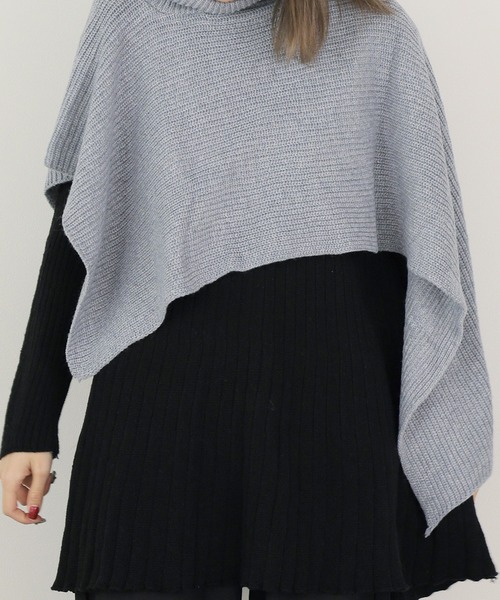セール】△TURTLENECK PONCHO/タートルネック ポンチョ ニット