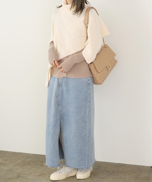 セール】△TURTLENECK PONCHO/タートルネック ポンチョ ニット