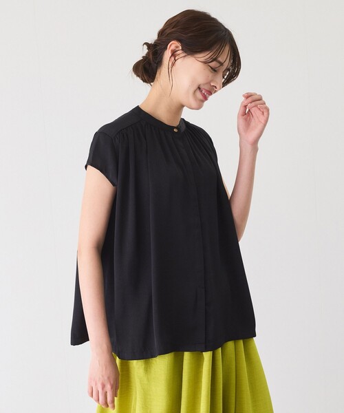 Jayro(ジャイロ)の「サテンギャザーブラウス(シャツ/ブラウス・レディース・ホワイト系その他/ブルー系その他4/ブラック・M)」の14枚目の写真