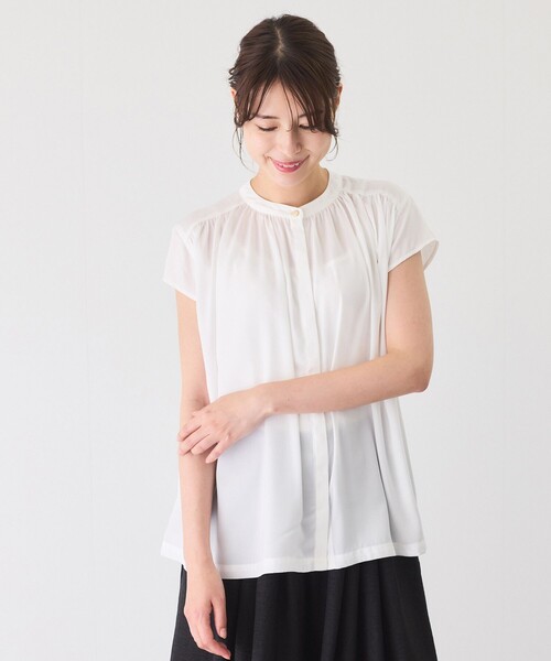 Jayro(ジャイロ)の「サテンギャザーブラウス(シャツ/ブラウス・レディース・ホワイト系その他/ブルー系その他4/ブラック・M)」の19枚目の写真