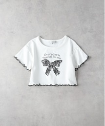 【VIVIAN BLUE】リボンレース風プリントＴシャツ