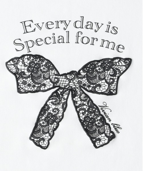 Right-on（ライトオン）の「【VIVIAN BLUE】リボンレース風プリントＴシャツ（Tシャツ/カットソー・キッズ・ホワイト/ブラック・130/140/150/160）」の4枚目の写真