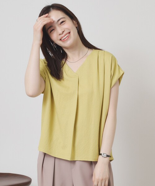 ITS'DEMO(イッツデモ)の「【接触冷感/手洗い可】カノコスキッパーブラウス(シャツ/ブラウス・レディース・ブラック/オリーブ/イエロー系その他/ライトブルー・00)」の4枚目の写真