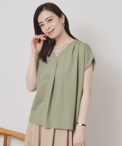 ITS'DEMO(イッツデモ)の「【接触冷感/手洗い可】カノコスキッパーブラウス(シャツ/ブラウス・レディース・ブラック/オリーブ/イエロー系その他/ライトブルー・00)」の1枚目の写真