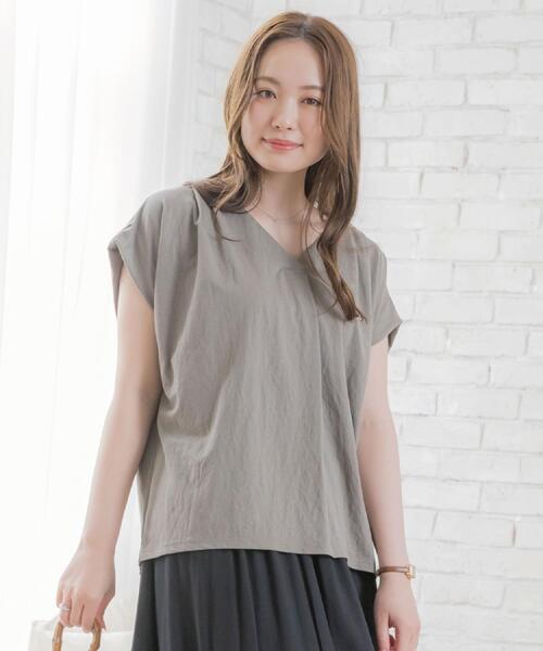 ITS'DEMO(イッツデモ)の「【接触冷感/手洗い可】カノコスキッパーブラウス(シャツ/ブラウス・レディース・ブラック/オリーブ/イエロー系その他/ライトブルー・00)」の13枚目の写真