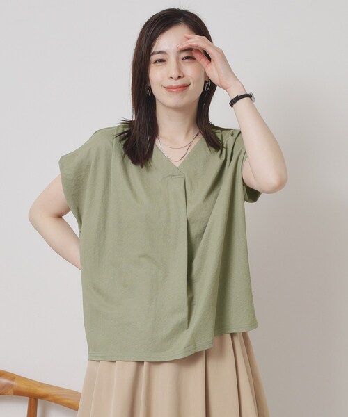 ITS'DEMO(イッツデモ)の「【接触冷感/手洗い可】カノコスキッパーブラウス(シャツ/ブラウス・レディース・ブラック/オリーブ/イエロー系その他/ライトブルー・00)」の20枚目の写真