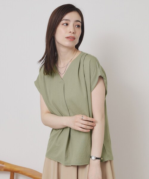 ITS'DEMO(イッツデモ)の「【接触冷感/手洗い可】カノコスキッパーブラウス(シャツ/ブラウス・レディース・ブラック/オリーブ/イエロー系その他/ライトブルー・00)」の21枚目の写真