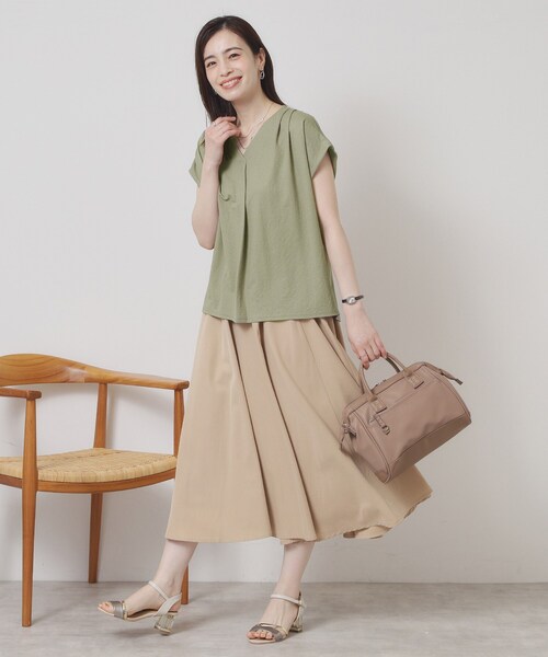 ITS'DEMO(イッツデモ)の「【接触冷感/手洗い可】カノコスキッパーブラウス(シャツ/ブラウス・レディース・ブラック/オリーブ/イエロー系その他/ライトブルー・00)」の22枚目の写真