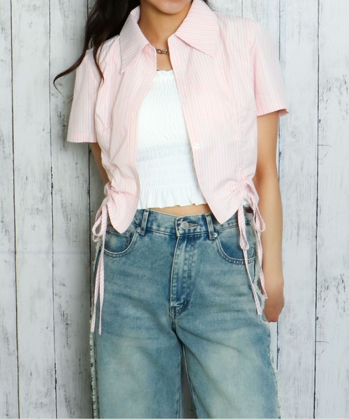 GORGE(ゴージ)の「《前後差×くしゅっとシルエット》ドロスト半袖シャツ(シャツ/ブラウス・レディース・ブルー/ピンク/オフホワイト・F)」の2枚目の写真