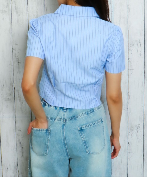 ブラウス シャツ ウエストドロスト半袖シャツ レディース Heather ブラウス シャツ 2WAYドロストブラウス（半袖） 497298