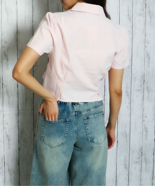 GORGE(ゴージ)の「《前後差×くしゅっとシルエット》ドロスト半袖シャツ(シャツ/ブラウス・レディース・ブルー/ピンク/オフホワイト・F)」の11枚目の写真