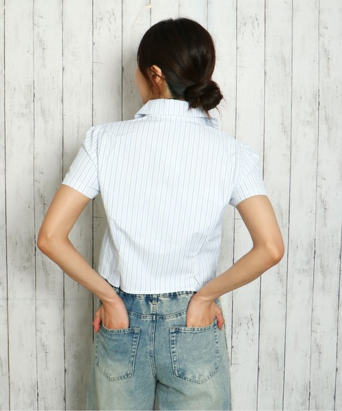 ブラウス シャツ ウエストドロスト半袖シャツ レディース Heather ブラウス シャツ 2WAYドロストブラウス（半袖） 497298
