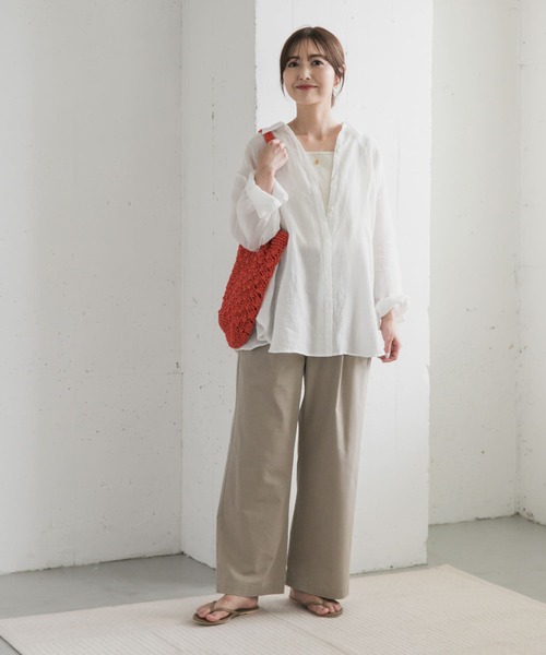 URBAN RESEARCH DOORS（アーバンリサーチドアーズ）の「ラミー混ルーズシャツ（シャツ/ブラウス・レディース・オフホワイト/ブルー系その他/ベージュ/チャコールグレー・MEDIUM）」の6枚目の写真