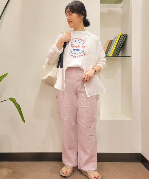 URBAN RESEARCH DOORS（アーバンリサーチドアーズ）の「ラミー混ルーズシャツ（シャツ/ブラウス・レディース・オフホワイト/ブルー系その他/ベージュ/チャコールグレー・MEDIUM）」の8枚目の写真