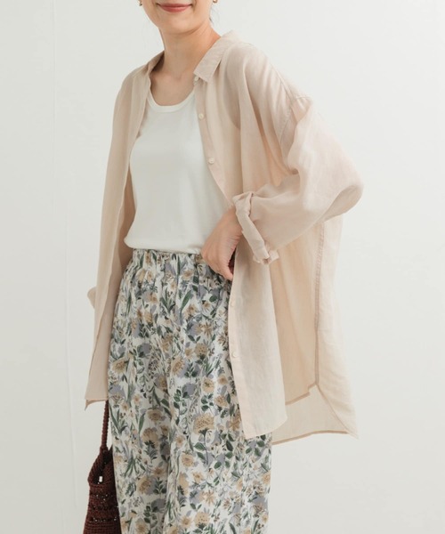 URBAN RESEARCH DOORS（アーバンリサーチドアーズ）の「ラミー混ルーズシャツ（シャツ/ブラウス・レディース・オフホワイト/ブルー系その他/ベージュ/チャコールグレー・MEDIUM）」の10枚目の写真