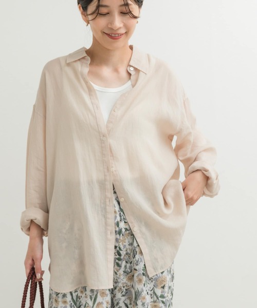 URBAN RESEARCH DOORS（アーバンリサーチドアーズ）の「ラミー混ルーズシャツ（シャツ/ブラウス・レディース・オフホワイト/ブルー系その他/ベージュ/チャコールグレー・MEDIUM）」の14枚目の写真