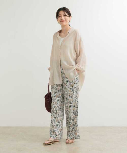 URBAN RESEARCH DOORS（アーバンリサーチドアーズ）の「ラミー混ルーズシャツ（シャツ/ブラウス・レディース・オフホワイト/ブルー系その他/ベージュ/チャコールグレー・MEDIUM）」の17枚目の写真