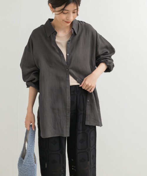 URBAN RESEARCH DOORS（アーバンリサーチドアーズ）の「ラミー混ルーズシャツ（シャツ/ブラウス・レディース・オフホワイト/ブルー系その他/ベージュ/チャコールグレー・MEDIUM）」の20枚目の写真