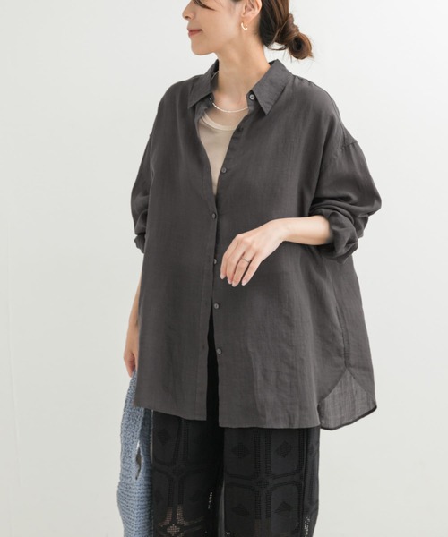 URBAN RESEARCH DOORS（アーバンリサーチドアーズ）の「ラミー混ルーズシャツ（シャツ/ブラウス・レディース・オフホワイト/ブルー系その他/ベージュ/チャコールグレー・MEDIUM）」の21枚目の写真