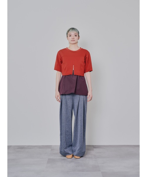 DOLLUPOOPS(ドールアップウップス)の「フロントファスナーシャツレイヤードライクトップス(シャツ/ブラウス・レディース・ダークネイビー/レッド・38)」の4枚目の写真