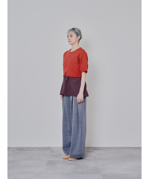 DOLLUPOOPS(ドールアップウップス)の「フロントファスナーシャツレイヤードライクトップス(シャツ/ブラウス・レディース・ダークネイビー/レッド・38)」の5枚目の写真