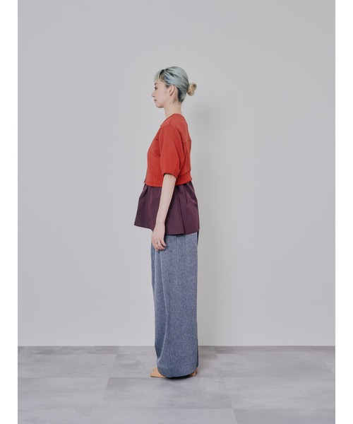 DOLLUPOOPS(ドールアップウップス)の「フロントファスナーシャツレイヤードライクトップス(シャツ/ブラウス・レディース・ダークネイビー/レッド・38)」の6枚目の写真