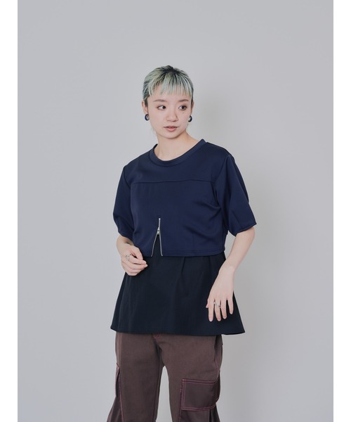 DOLLUPOOPS(ドールアップウップス)の「フロントファスナーシャツレイヤードライクトップス(シャツ/ブラウス・レディース・ダークネイビー/レッド・38)」の15枚目の写真