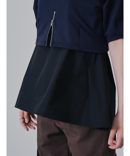 DOLLUPOOPS(ドールアップウップス)の「フロントファスナーシャツレイヤードライクトップス(シャツ/ブラウス・レディース・ダークネイビー/レッド・38)」の9枚目の写真