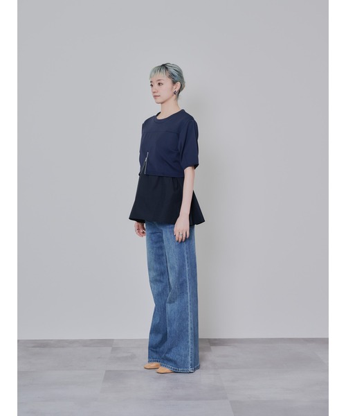 DOLLUPOOPS(ドールアップウップス)の「フロントファスナーシャツレイヤードライクトップス(シャツ/ブラウス・レディース・ダークネイビー/レッド・38)」の12枚目の写真