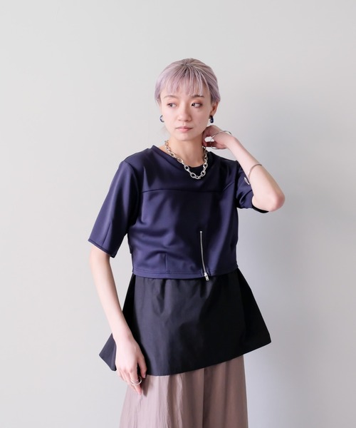 DOLLUPOOPS(ドールアップウップス)の「フロントファスナーシャツレイヤードライクトップス(シャツ/ブラウス・レディース・ダークネイビー/レッド・38)」の11枚目の写真
