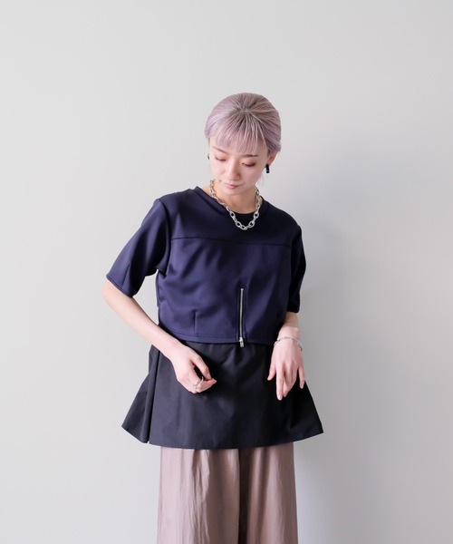 DOLLUPOOPS(ドールアップウップス)の「フロントファスナーシャツレイヤードライクトップス(シャツ/ブラウス・レディース・ダークネイビー/レッド・38)」の12枚目の写真