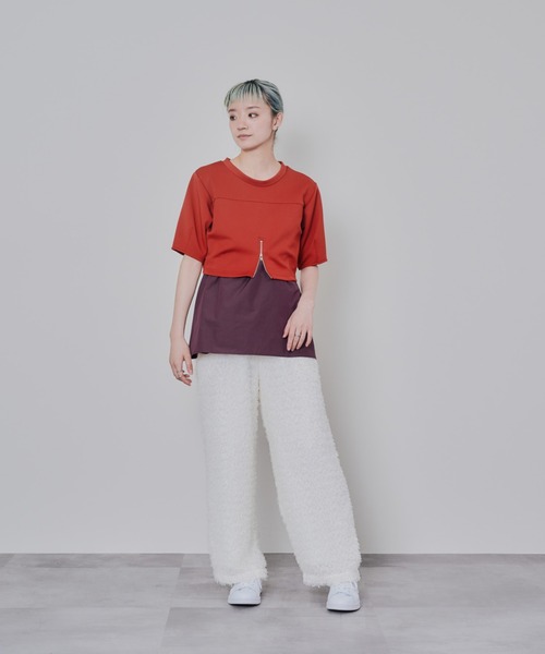 DOLLUPOOPS(ドールアップウップス)の「フロントファスナーシャツレイヤードライクトップス(シャツ/ブラウス・レディース・ダークネイビー/レッド・38)」の22枚目の写真
