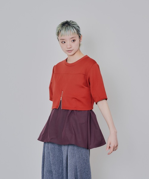 DOLLUPOOPS(ドールアップウップス)の「フロントファスナーシャツレイヤードライクトップス(シャツ/ブラウス・レディース・ダークネイビー/レッド・38)」の15枚目の写真