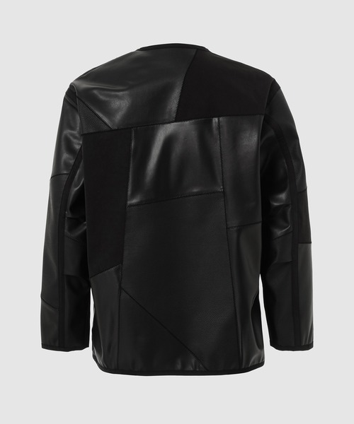 SYNTHETIC LEATHER PATCHWORK JACKET（ノーカラージャケット